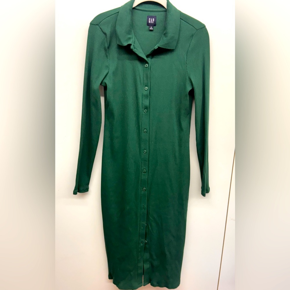 GAP Ribbed Polo Midi Dress